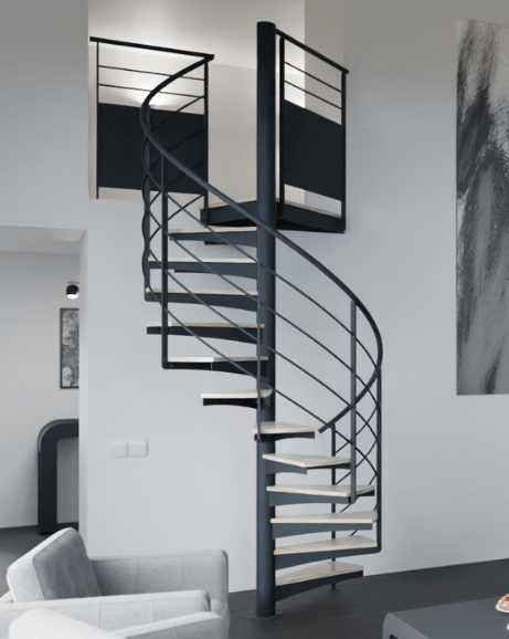 escalier bois metal anthracite
