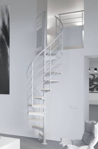 escalier bois metal blanc