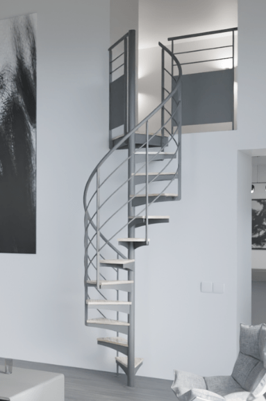 escalier bois metal gris