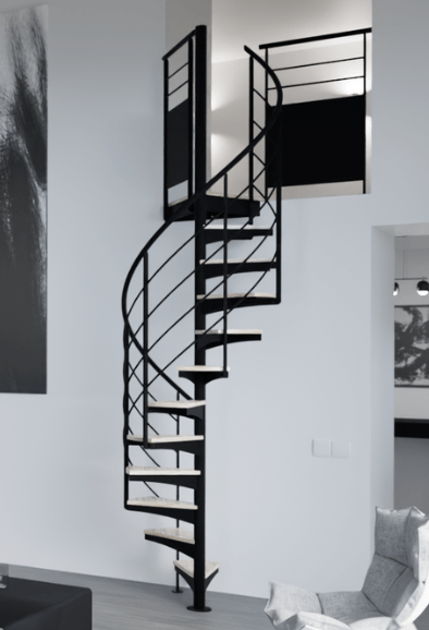 escalier bois métal noir